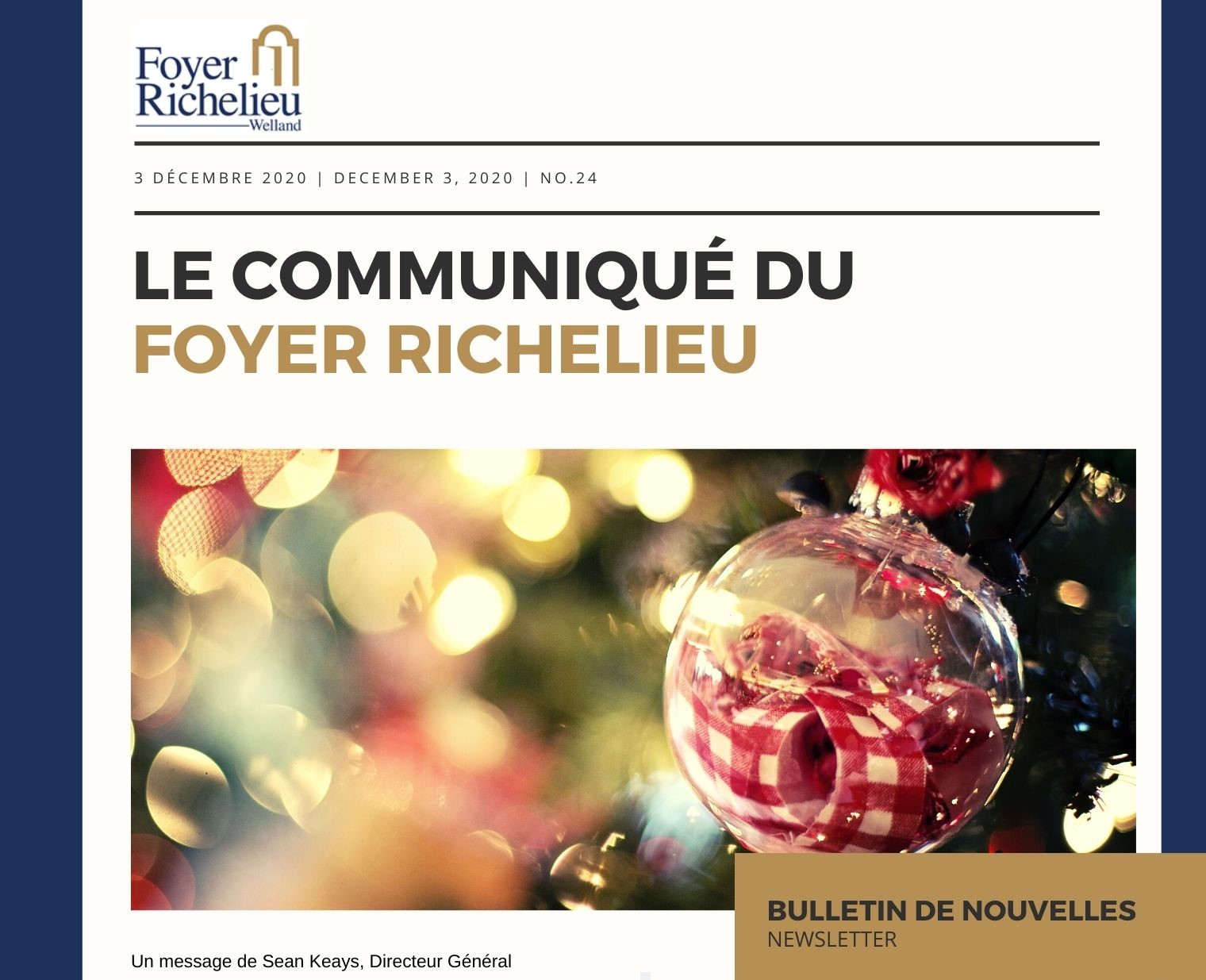 2020/12/03 – Le Communiqué du Foyer Richelieu